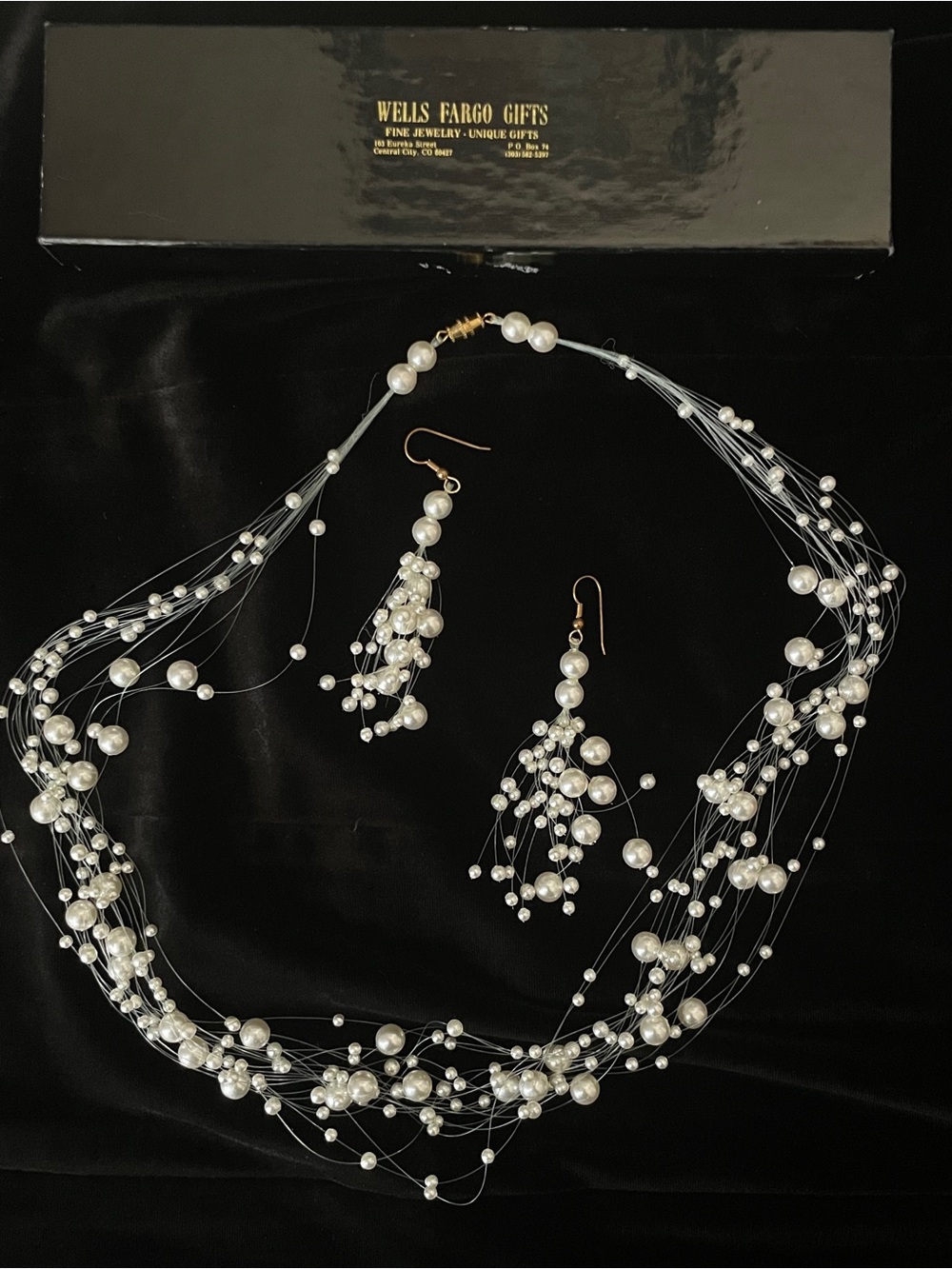Floating Faux Pearl Necklace and Earring Set